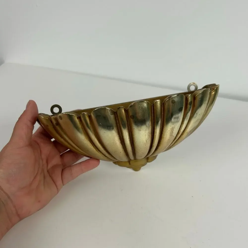 Vintage SyroCo Inc. MCM Gold Wall Basket Victorian Decor USA 4245